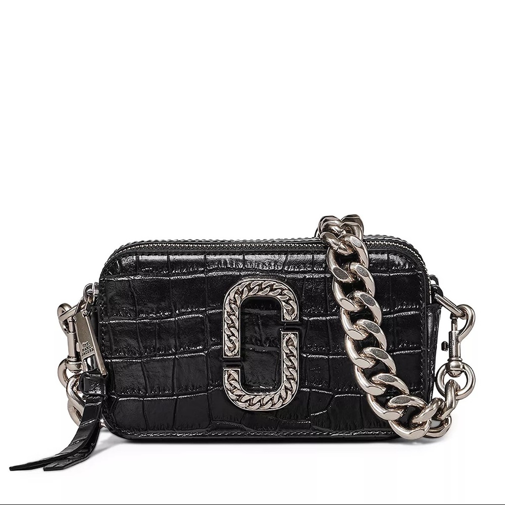 Marc Jacobs Black Crossbody Bag with Silver Chain